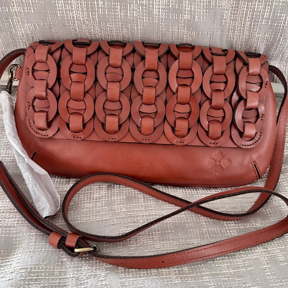 Patricia Nash Woven Rust Leather Crossbody